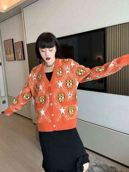 

women's sweaters spring double g tiger v-neck cardigan wrs0, White;black