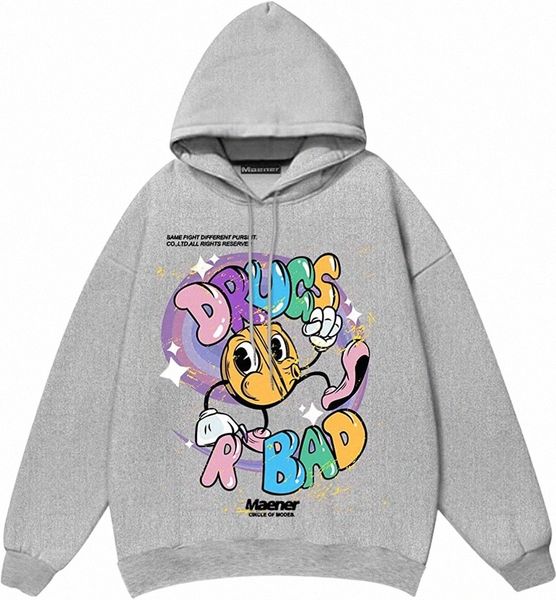 

men's hoodie cartoon graphic drawstring pocket hooded sweatshirt pullover trendy for men women teens t3mc#, Black