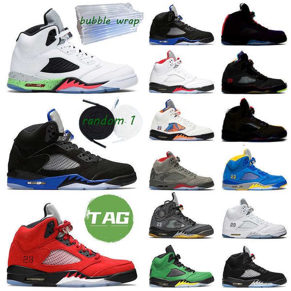 

jumpman 5 men basketball shoes 5s camo 3 sail white cement oregon international raging flight mens trainer sports sneakers, Black