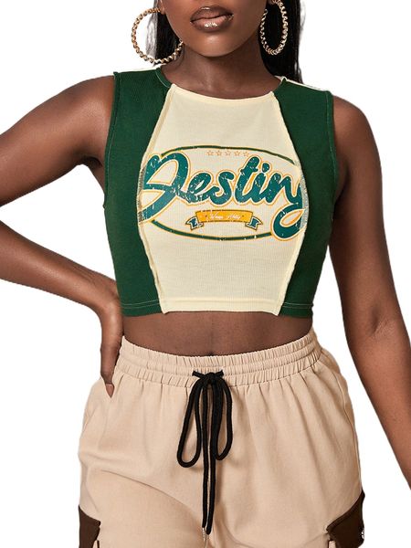 

sxy letter graphic colorblock crop tank z9vs#, White