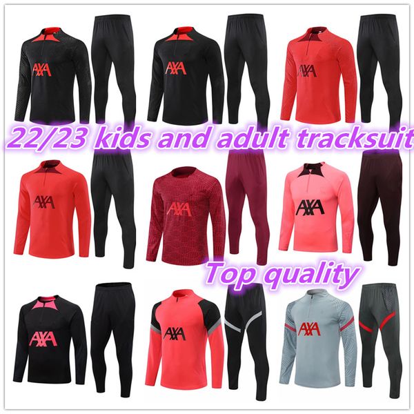 

22 23 tracksuit long sleeve soccer diogo alexander arnold 2022 2023 men football training suit set half zipper jacket, Black