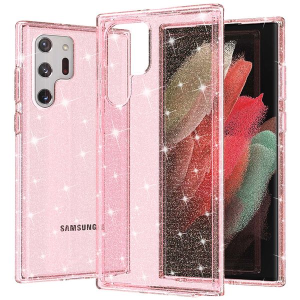 Блестящий гибридный PCU PC Clear Bletitter Phone Case для Galaxy S22 S21 S20 Plus Ultra Note 20 A03S A13 A33 A53 прозрачный абонепрозрачный крышка