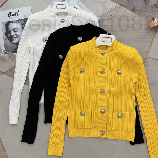 

women's sweaters designer round neck knitted vertical stripe women's cardigan b new product 22 early spring slim temperament sweat, White;black