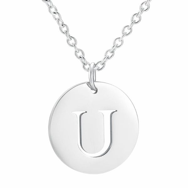 Anhänger Halsketten Mode Edelstahl Schmuck Personalisierte Name Buchstaben Form Silber Halskette U-ZPendant