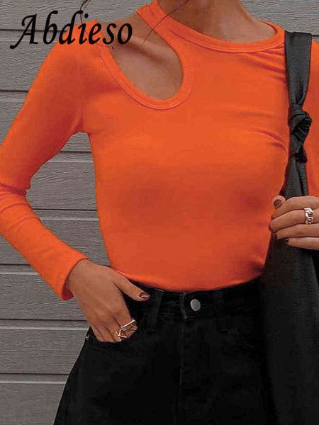 

women's abdieso y2k cut out long sleeve t shirt women streetwear 20 t220823, White