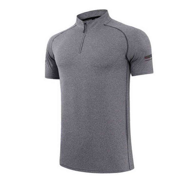 

lulu t shirts brand men's short sleeve spring and summer zipper stand collar running clothes fitness sports t-shirt elastic 4k2p, White;black