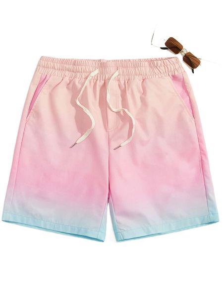 

men ombre drawstring waist shorts u7c0#, White;black