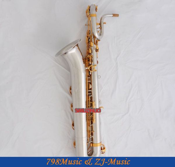 

support professional silver and gold plated baritone saxophone sax high f# leather case