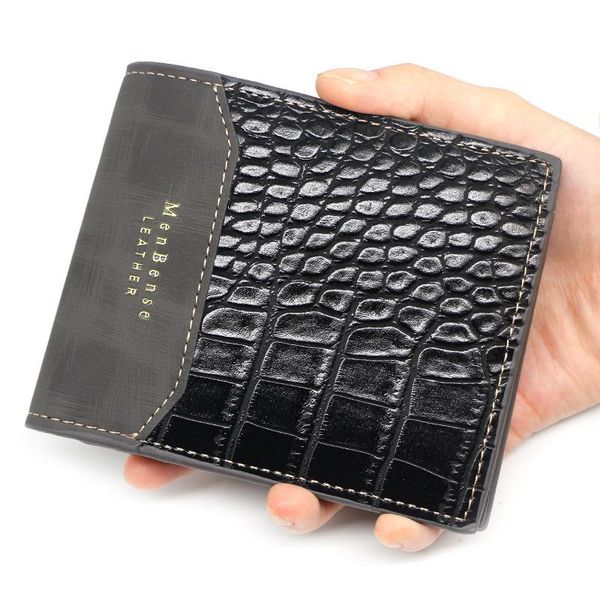 Carteira carteira masculina couro pu de bolsa curta bolsa de mão hombre carteira estilo vintage rail crocodilo parte parte faux fu padrão bileterwallets