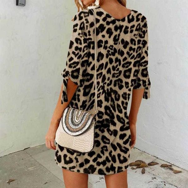 

casual dresses summer dress leopard print half sleeve women fashion loose party holiday beach plus size vestidos, Black;gray