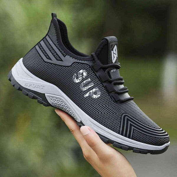 

dress shoes men running shoes 2022 new fashion print soft sole breathable sneakers outdoor cycling climb casual sports shoes 220718, Black
