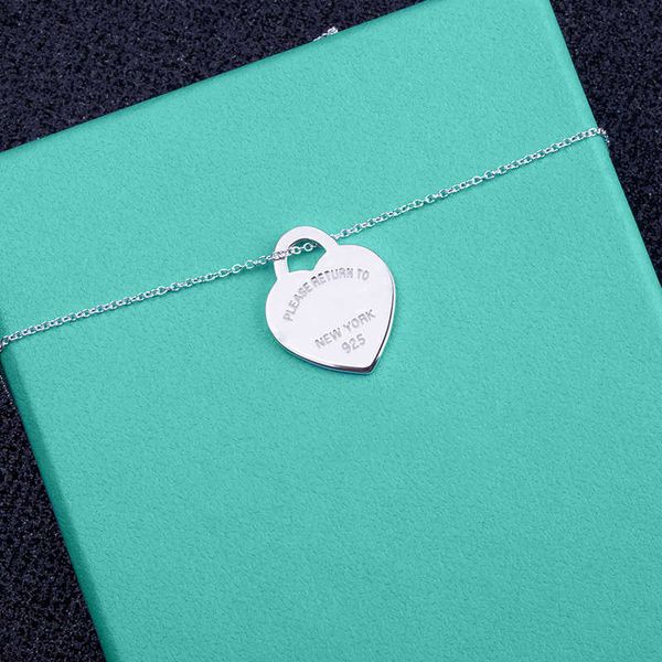 

forever_ever luxury brand kids t necklace jewelry heart-shaped pendant love necklaces for women's party wedding gifts wholesale, Silver