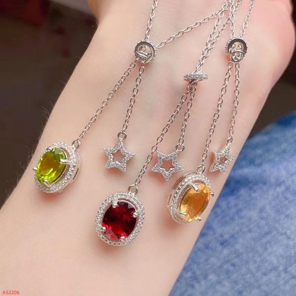 Catene di gioielli fine 925 sterling argento naturale garnet peridot citrine gemstone collana collana ciondolo ciondolo sposato ha fidanzato girlcha festa