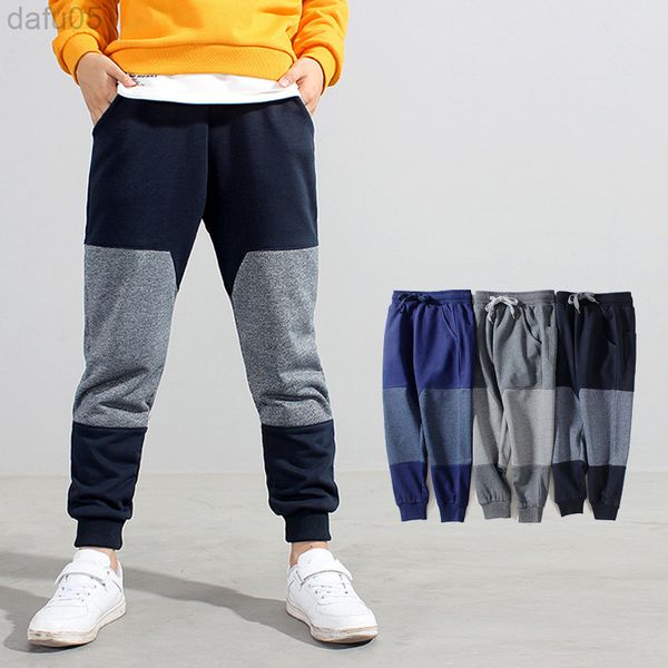 

boys jogging pants fashion splicing design kids sport leisure long pants for girl 6 8 10 12 14 year children pants lc537 l220808, Blue