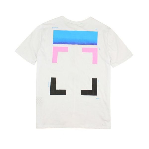 

classic mens designer fashion offs t shirts brand cotton luxury short sleeves tees back rainbow gradient arrow t-shirts women black shirt e, White;black