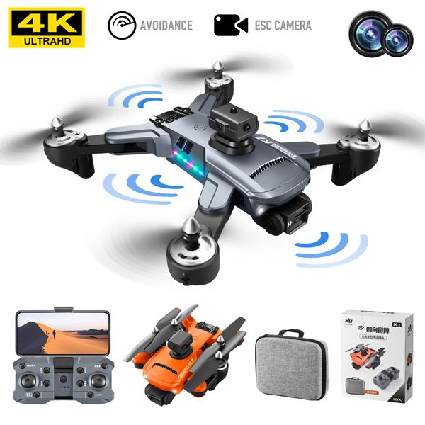 Neueste Mini -Drohne K7 K6 5G WiFi 4K Professionelle Kamera LED -Leuchte 2,4g Signal 3 Achse Anti -Shake -ESC mit optischem Flussquadcopter