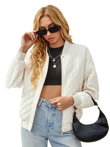 

zip up snap button quilted coat s2yq#, Black