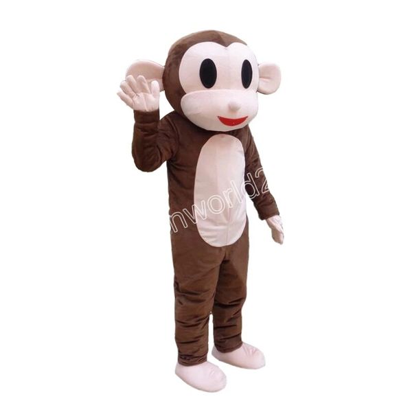 Halloween nuovo costume della mascotte della scimmia marrone Costume da personaggio dei cartoni animati di alta qualità Vestito unisex per adulti Vestito di carnevale di Natale