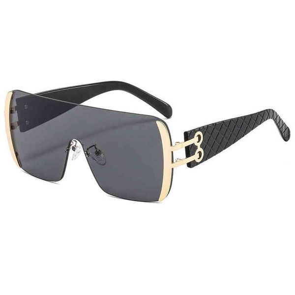 

one piece frameless lattice wide leg men's and women's ocean glasses luxury brand designer punk sunglasses fashion shades uv400, White;black