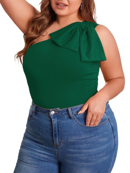 

plus big bow detail one shoulder k9ua#, Black