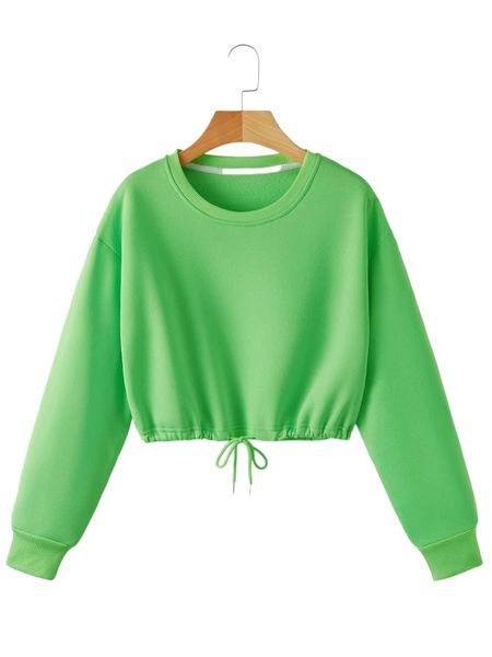 

drop shoulder drawstring thermal lined sweatshirt x9q2#, Black