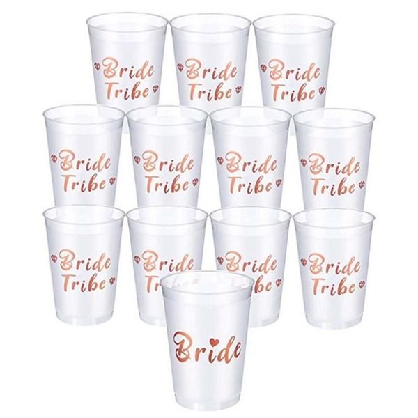 Team Bride Cups Braut Duschparty Plastik Roségold Trinkbad Bachelorette Hen Wedding Decor Supply 220811