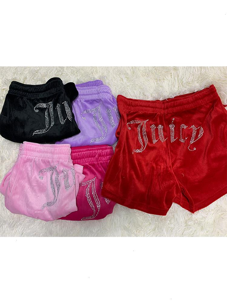 

velour sporty shorts biker for workout fitness diamon juicy tracksuit short sportwear trendy women summer, White;black