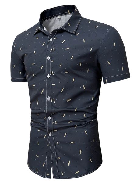 

men random feather print shirt 99ly#, White;black