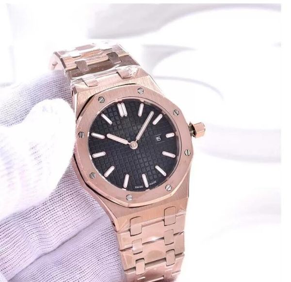 

men automatic self watch wind mechanical stainless steel strap simple business blue rose gold date calendar luminous men's watch, Slivery;brown