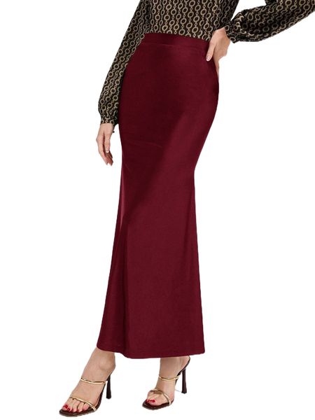 

high waist mermaid hem skirt r9zo#, Black