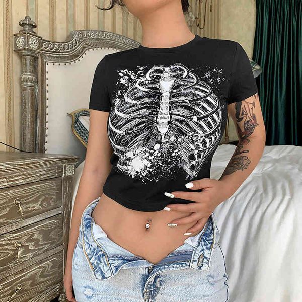 

2021 summer street trendsetter same personalized breastbone print round neck base shirt basic slim fit t-shirt, White