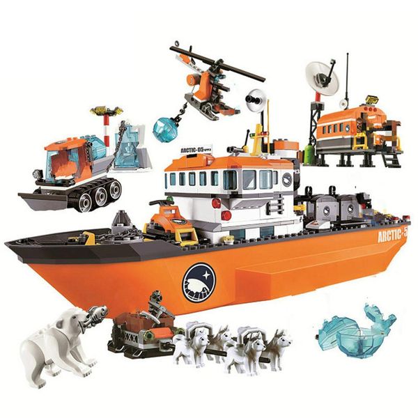 

bela 10443 city series arctic icebreaker building blocks 717pcs bricks toys christmas gift comptible 60062 model kit for child2638