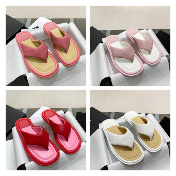 

luxury designer sandals 22s women flip-flops thick bottom square toe slippers genuine leather outsole sheepskin lining beach shoes, Black