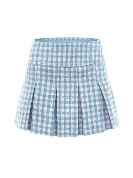 

gingham pattern pleated mini skirt q2jb#, Black
