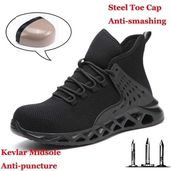 Erkekler Güvenlik Metal Yıkılamaz Ayakkabı Botları Çelik Toe Su Yalıtısı Nefes Beklenir Spor Ayakkabıları İş Ayakkabıları Y200915