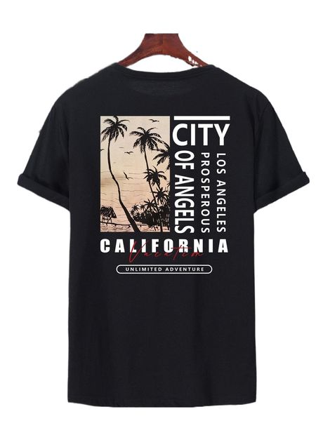 

men letter & palm tree print tee q6ef#, White;black