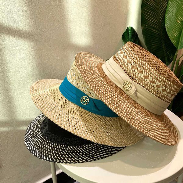 

sun boater hat for women straw patchwork summer men fedoras spring visor travel beach cap visors ins black khaki beige, Blue;gray