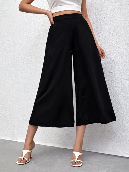 

high waist wide leg pants 54qk#, Black;white