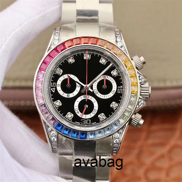 

other watches men's watch automatic mechanical 2813 movement watches 40mm steel colorful rainbow diamond bezel sapphire waterproof wris, Slivery;black