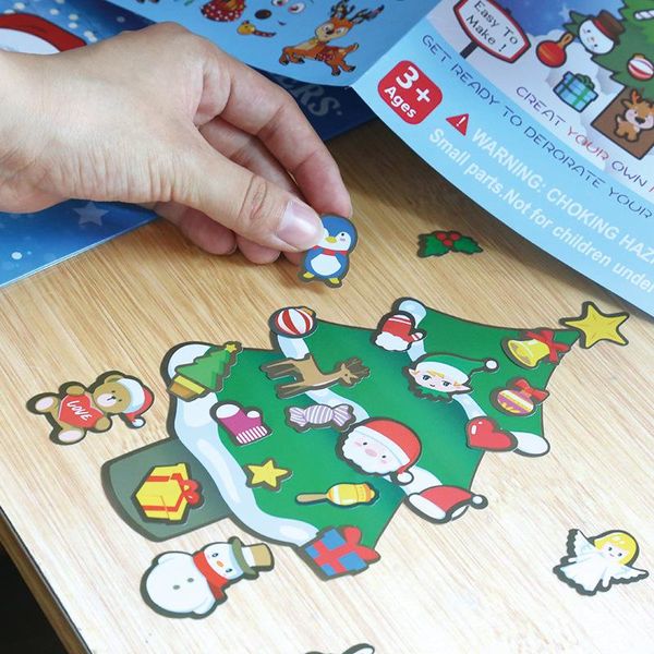 Рождественские украшения года наклейки украшения детские мультипликационные головоломки
