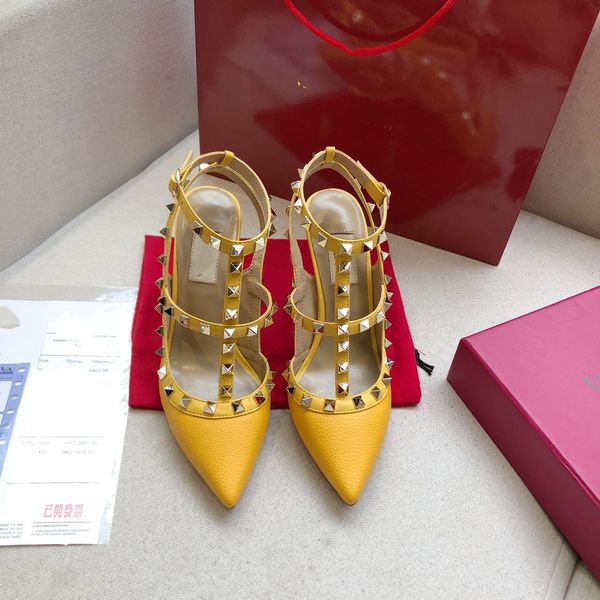 

women luxury stud pump designer high heels dress shoes pointed toes patent leather metallic gold black rose cannelle split womens rivets san
