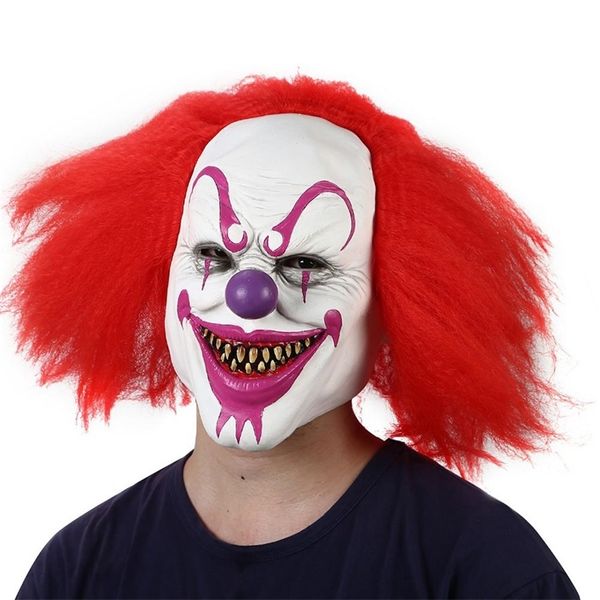 Party-Masken, Halloween-Maske, schrecklich, realistisch, gruselig, Clown-Maske, voller Kopf, Clown-Gesichtsbedeckung, Kopfbedeckung, Zubehör, Party-Requisiten, Cosplay-Kostüme 220826