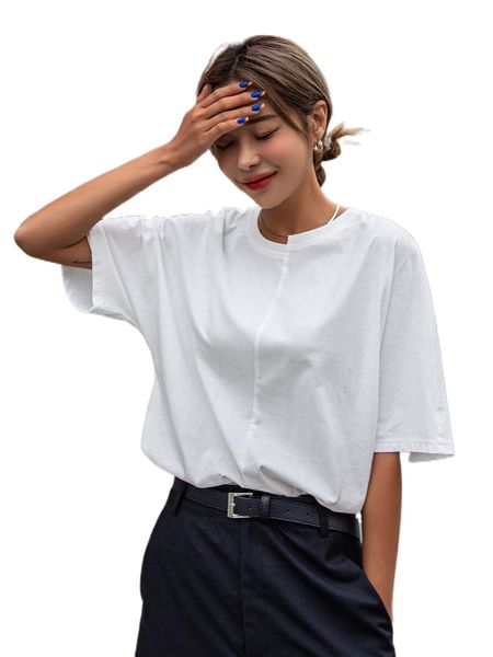 

dazy solid drop shoulder tee v9zf#, White