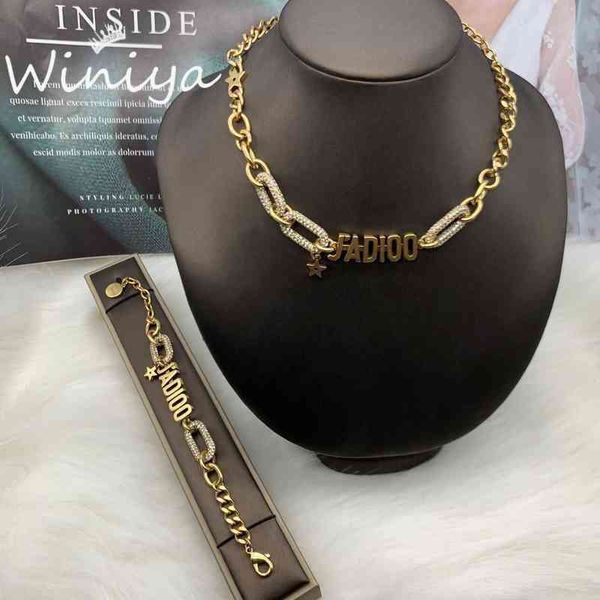 

factory outlet 2022 new letter diamond necklace femininity fashion net red same bracelet, Silver