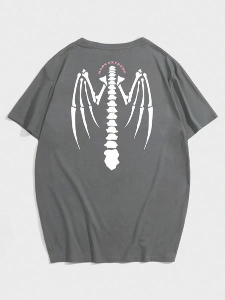 

romwe guys skeleton & letter graphic tee a919#, White;black