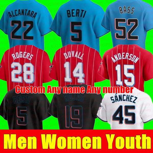 

men women youth kids jazz chisholm jr. baseball jerseys 15 brian anderson 24 jesus aguilar 19 miguel rojas 1 isan dÃ­az marlins sandy alcanta, Blue;black