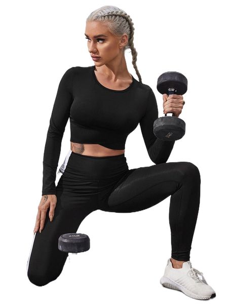 

solid crop slim sports tee t6rm#, Gray