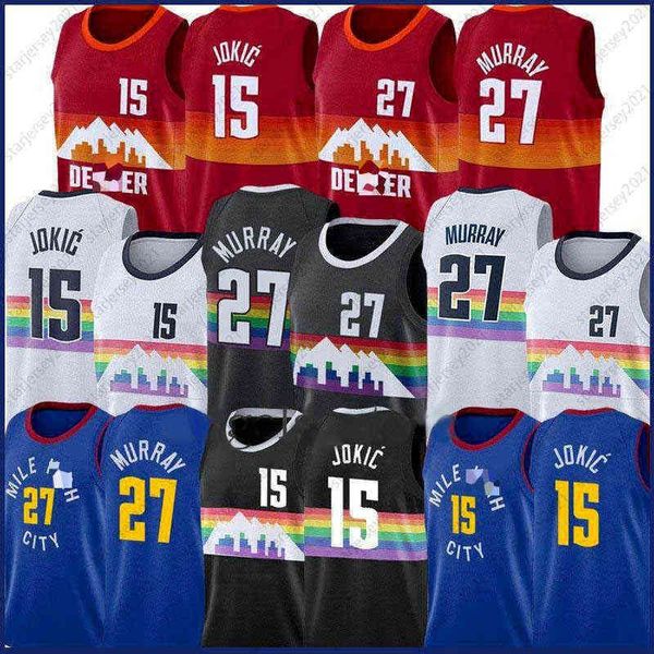 

nikola 15 jamal 27 murray jokic basketball jersey mens 2021 sale, Black;red
