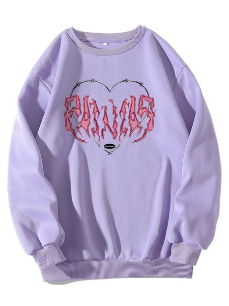 

heart and letter graphic thermal lined sweatshirt a1uw#, Black
