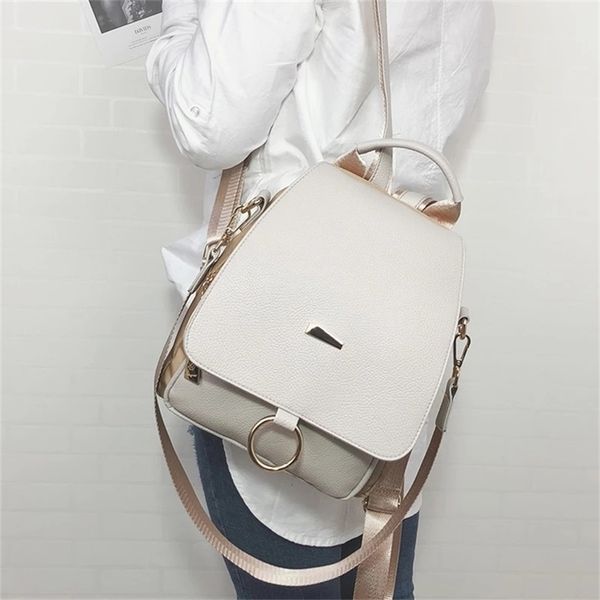 

school bags female backpack shoulder bag women messenger pu leather and nylon ba 220823